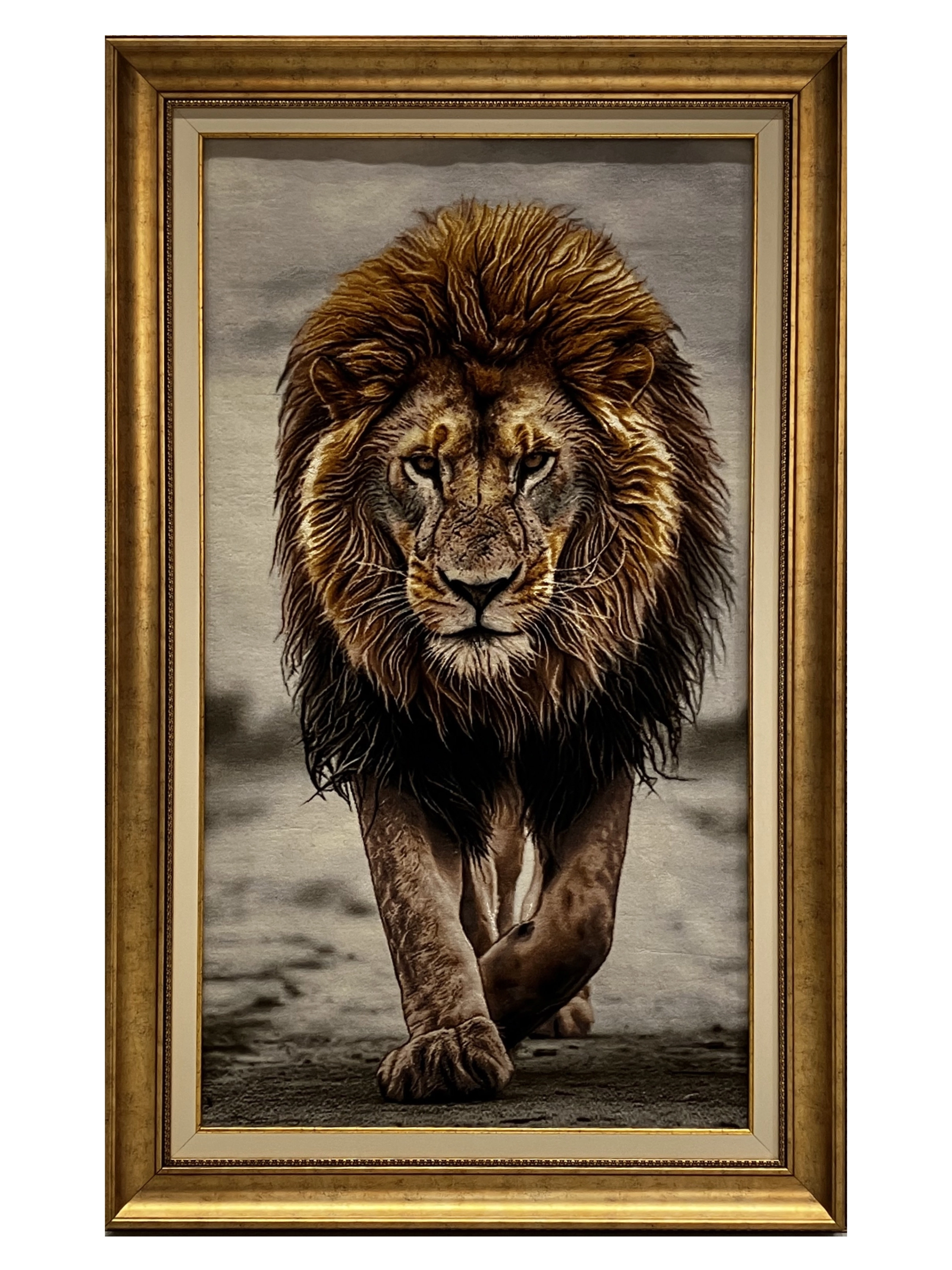 Luxury Handwoven Iranian Wall Carpet – Victory Lion | 75x132 cm | Wool & Silk | Made in Iran
