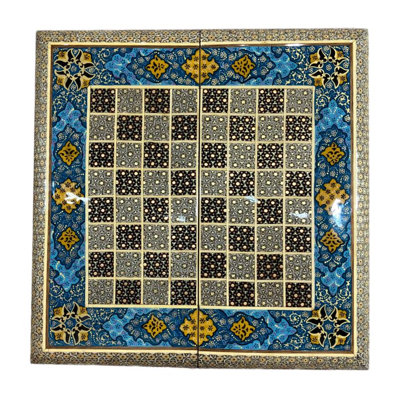 Handcrafted Khatam and Miniature Backgammon and Chess Set - 40x40 CM