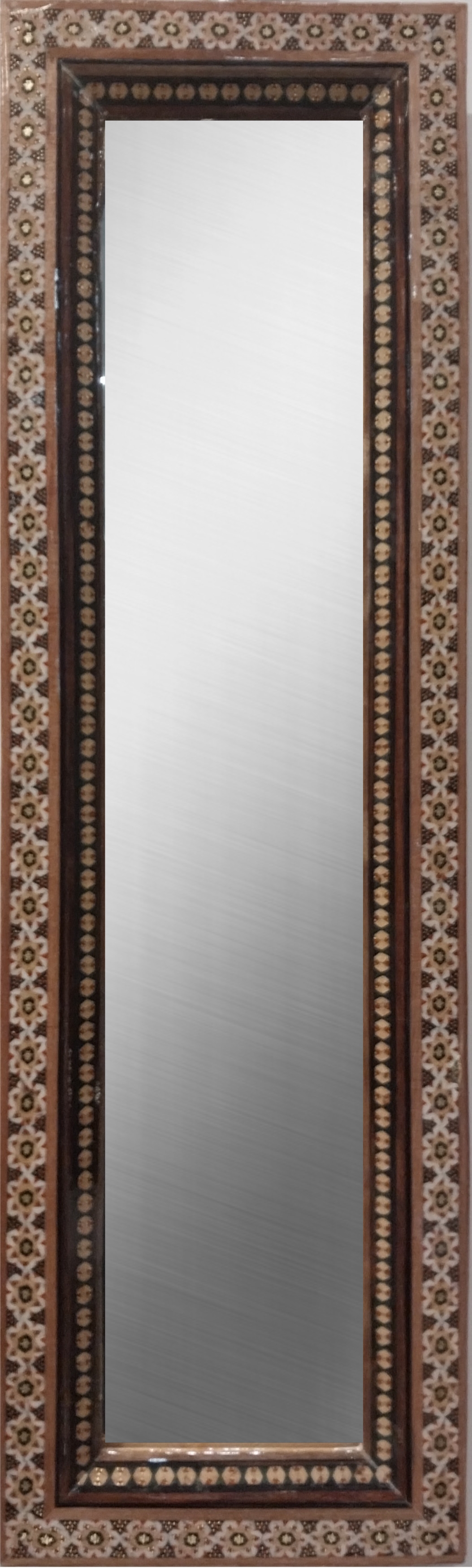 Handcrafted Mina and Khatam Inlay Wooden Mirror – 15x55 cm