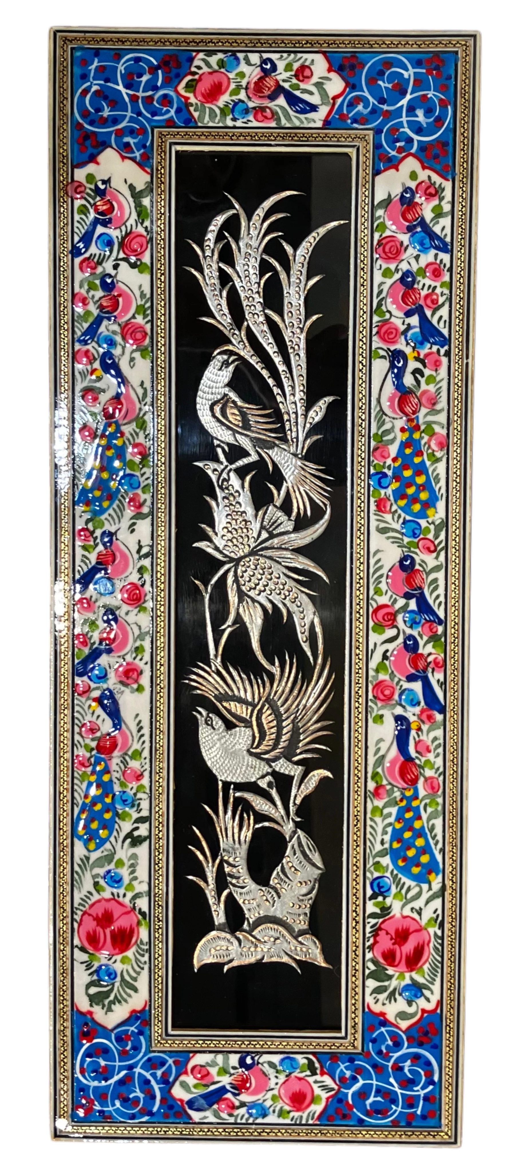 Handcrafted Mina, Khatam & Metal Inlay Wall Panel – 19x54 cm