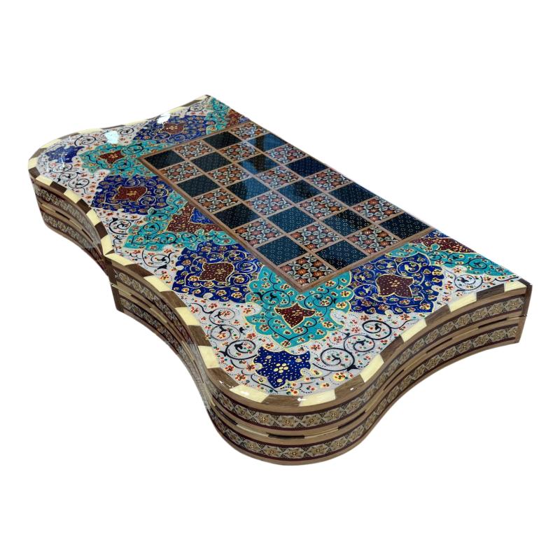 Handcrafted Khatam and Miniature Backgammon and Chess Set - 50x50 CM