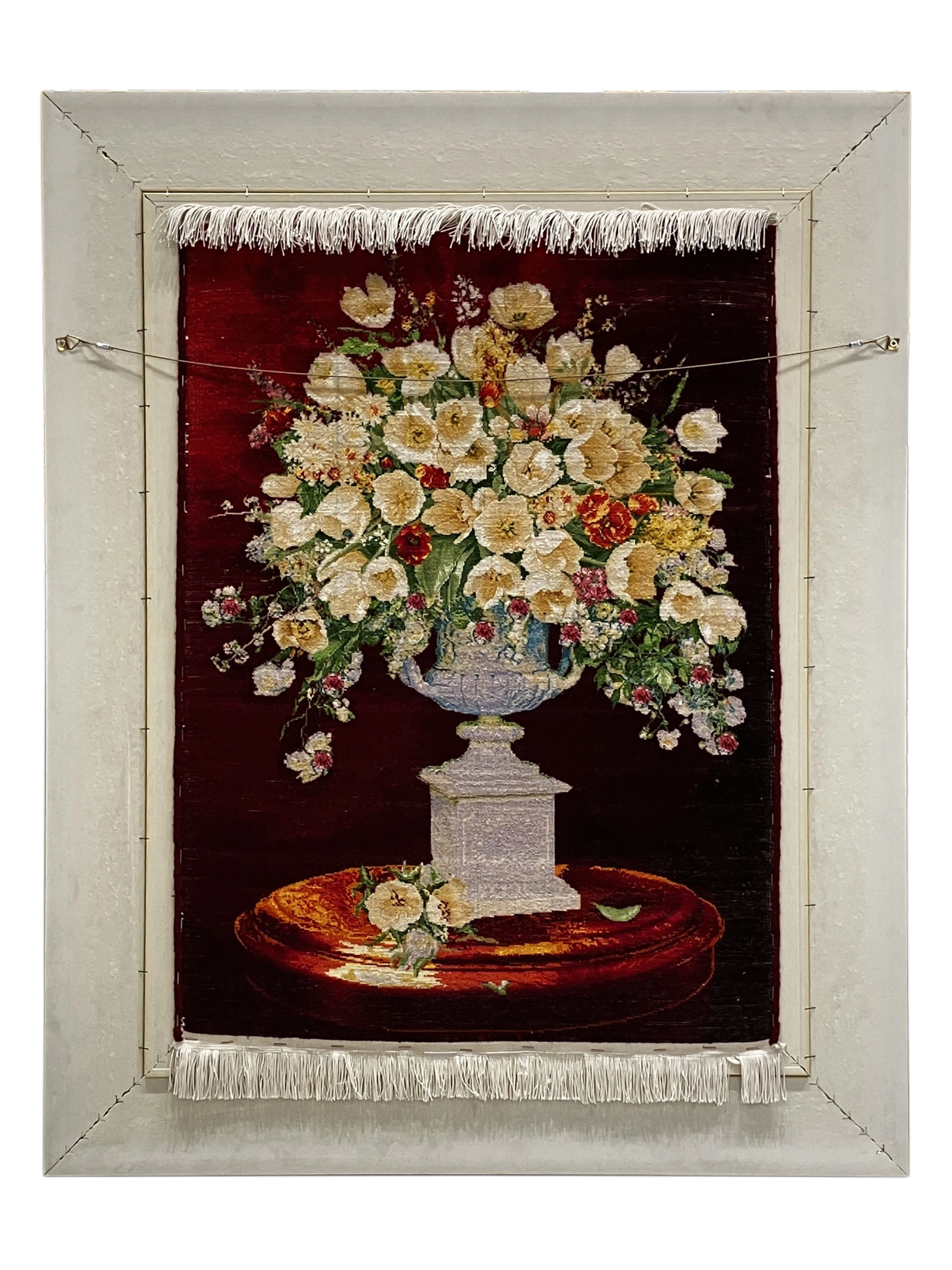 Luxury Handwoven Iranian Wall Carpet – Flowers | 80x58 cm | Wool & Silk | Made in Iran