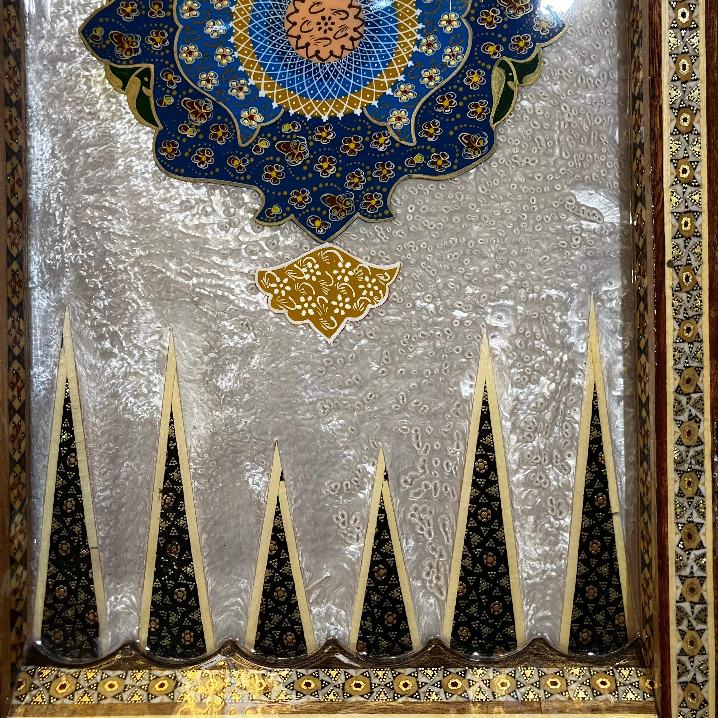 Handcrafted Khatam and Miniature Backgammon and Chess Set - 50x50 CM