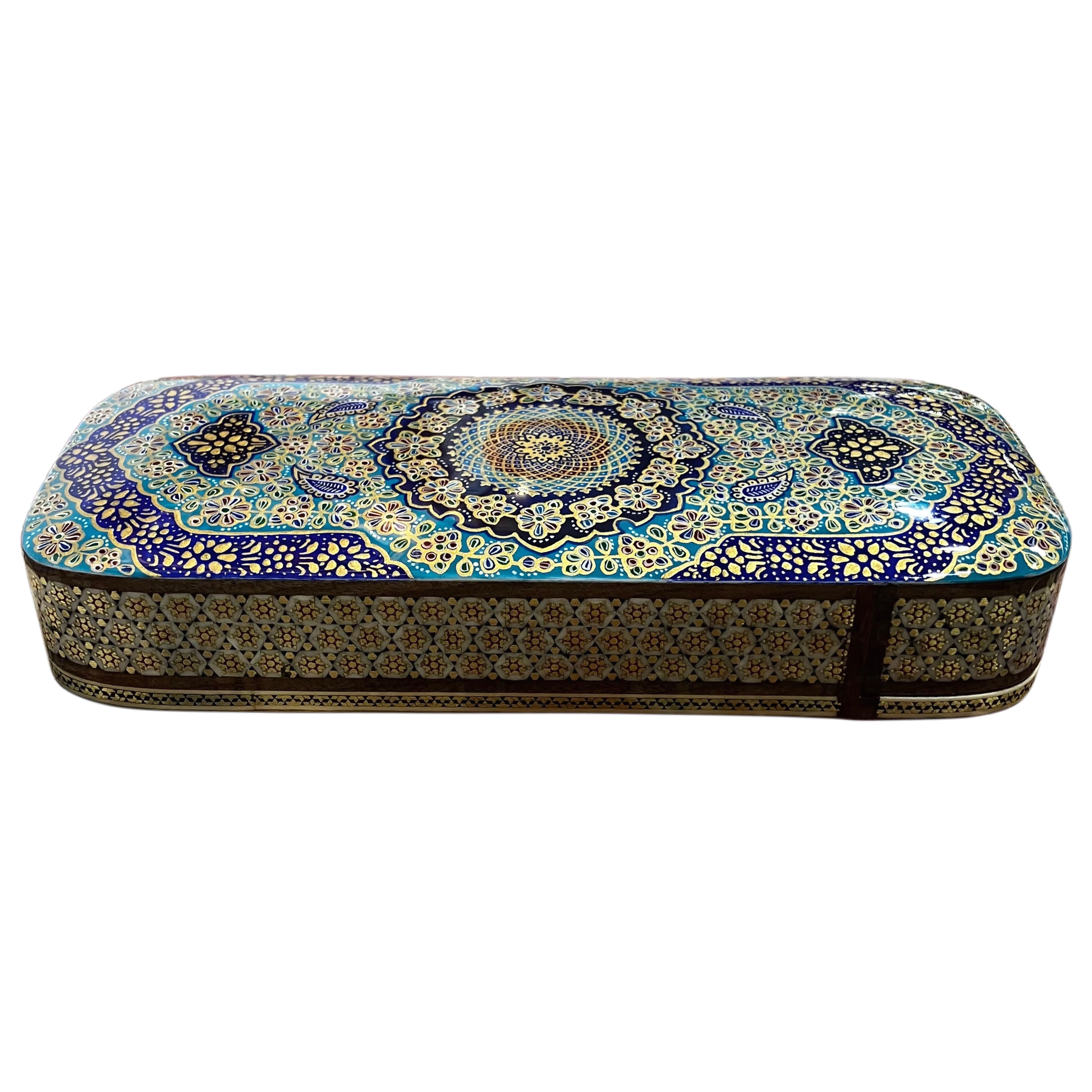 Khatam Fully Embroidered Pencil Case with Drawer 8 x 21 cm