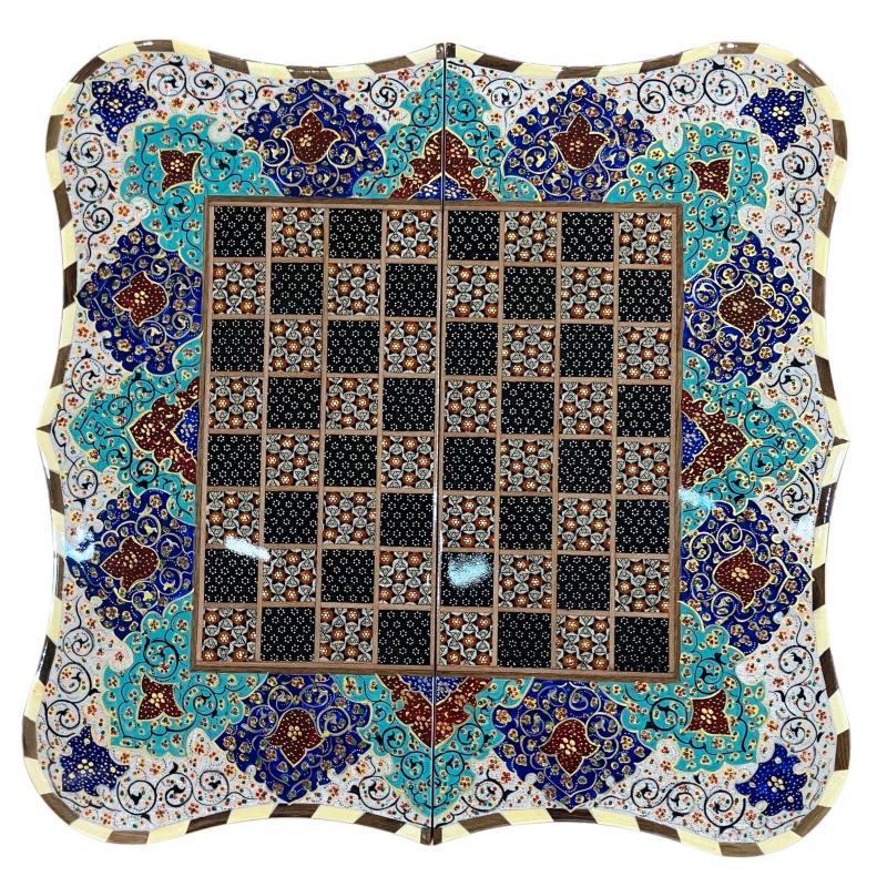 Handcrafted Khatam and Miniature Backgammon and Chess Set - 50x50 CM