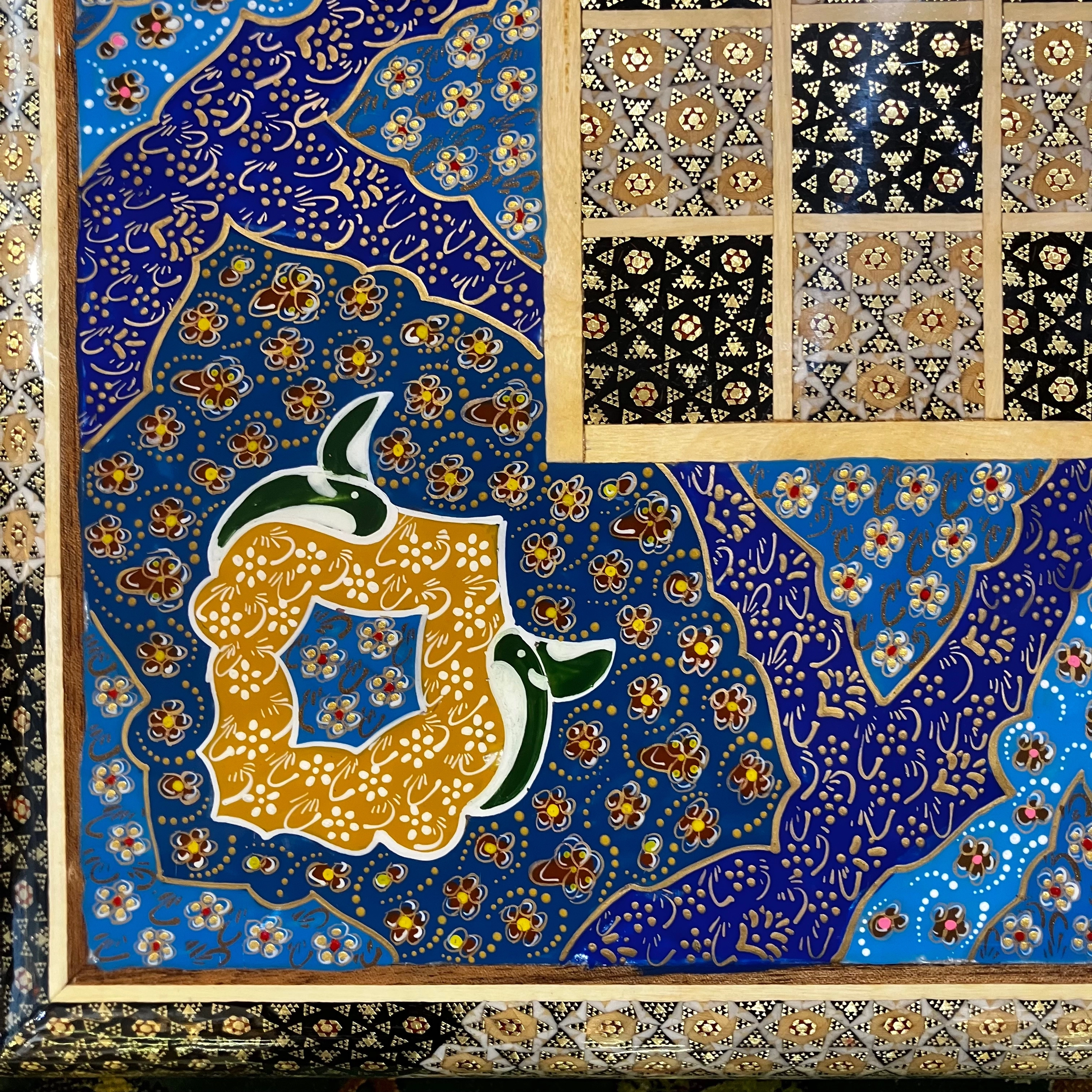 Handcrafted Khatam and Miniature Backgammon and Chess Set - 50x50 CM