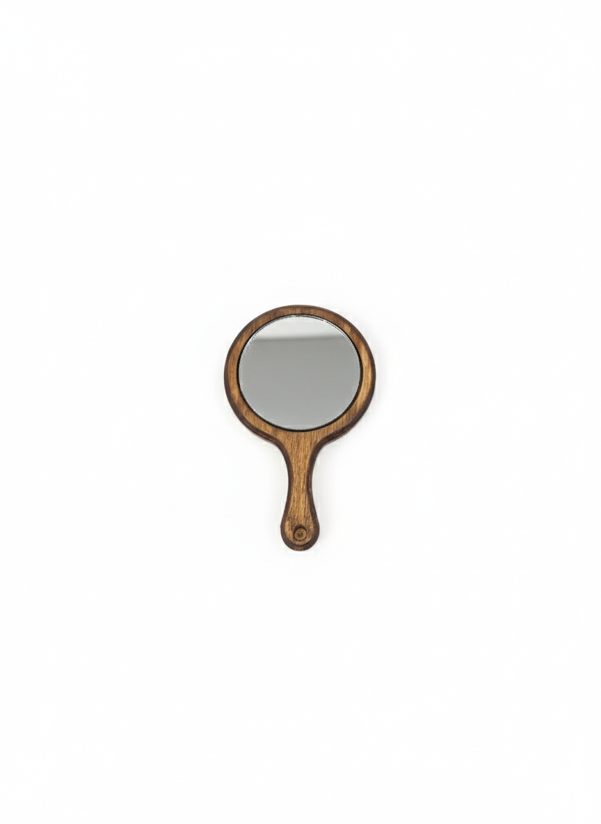 Handmade Small Iranian Mirror | 12 cm – Hand-Painted Floral Design