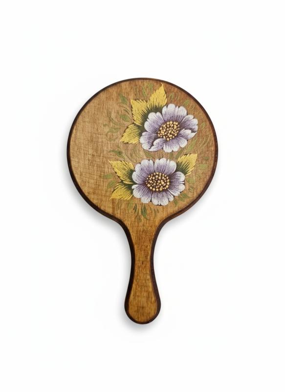 Handmade Small Iranian Mirror | 12 cm – Hand-Painted Floral Design