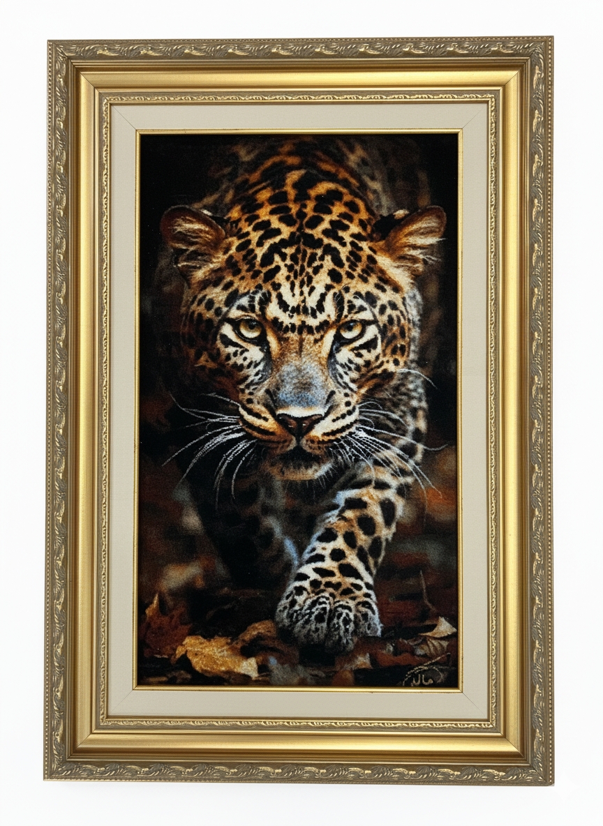 İran%20El%20Dokuma%20Leopar%20Avcısı%20Figürlü%20Tablo%20Halı%20–%2044×76%20cm