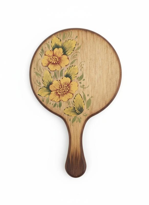 Handmade Small Iranian Mirror | 12 cm – Hand-Painted Floral Design