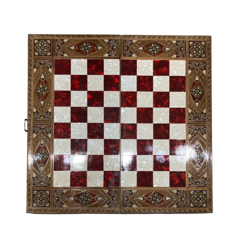 Mother-of-Pearl Inlaid Backgammon & Chess Set – 50×50 cm