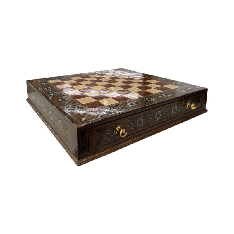 Mother-of-Pearl Drawer Chess Set – 50x50 cm