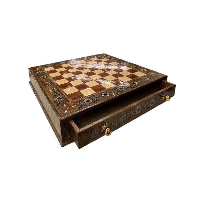 Mother-of-Pearl Drawer Chess Set – 50x50 cm