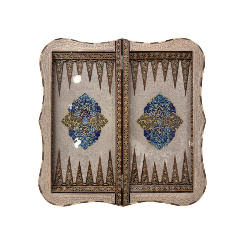Handcrafted Khatam and Miniature Backgammon and Chess Set - 50x50 CM