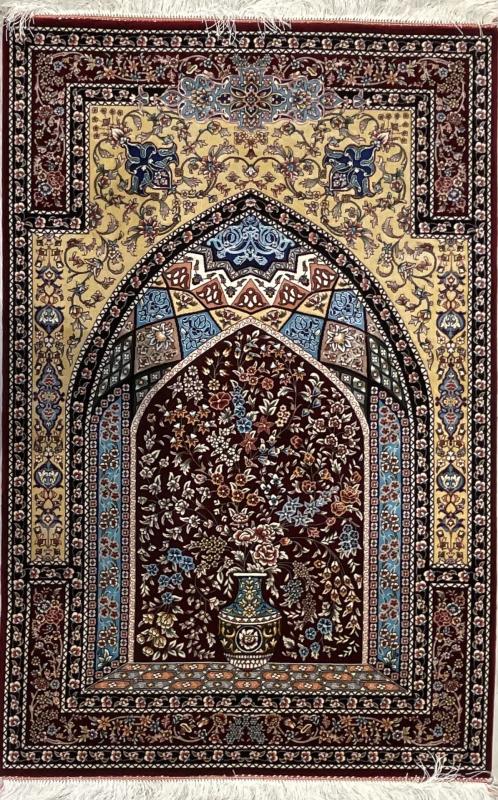 Persian Machine-Made Silk Prayer Rug - 80x120 cm