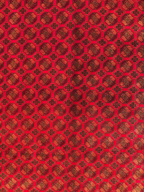 Persian Machine-Made Silk Carpet – Red Bokhara Design (100×150 cm)