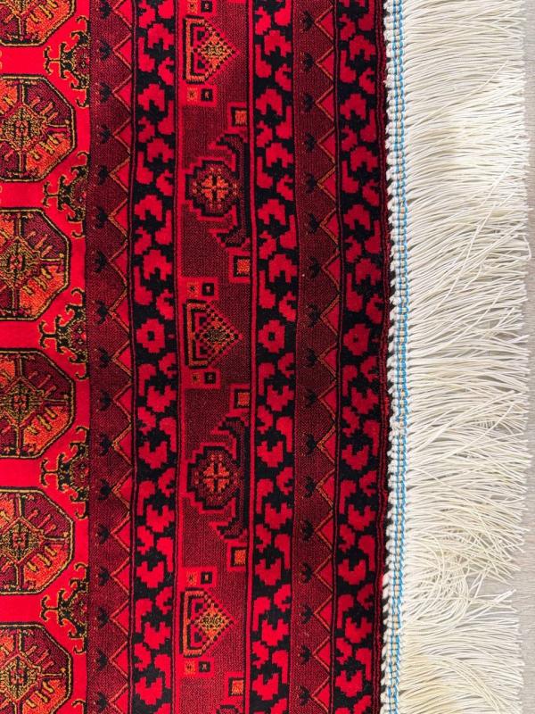 Persian Machine-Made Silk Carpet – Red Bokhara Design (100×150 cm)