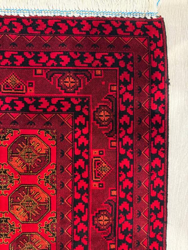 Persian Machine-Made Silk Carpet – Red Bokhara Design (100×150 cm)