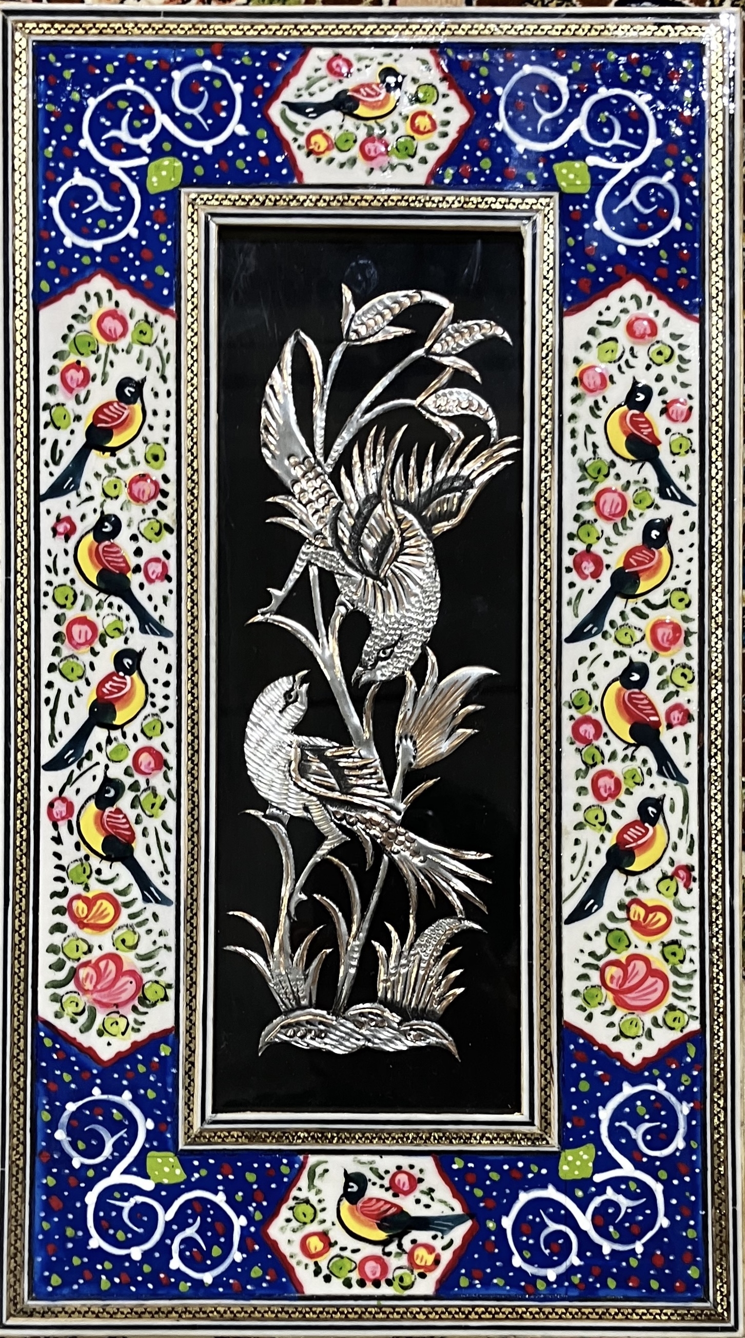 Handcrafted Mina, Khatam & Metal Inlay Wall Panel – 20x35 cm