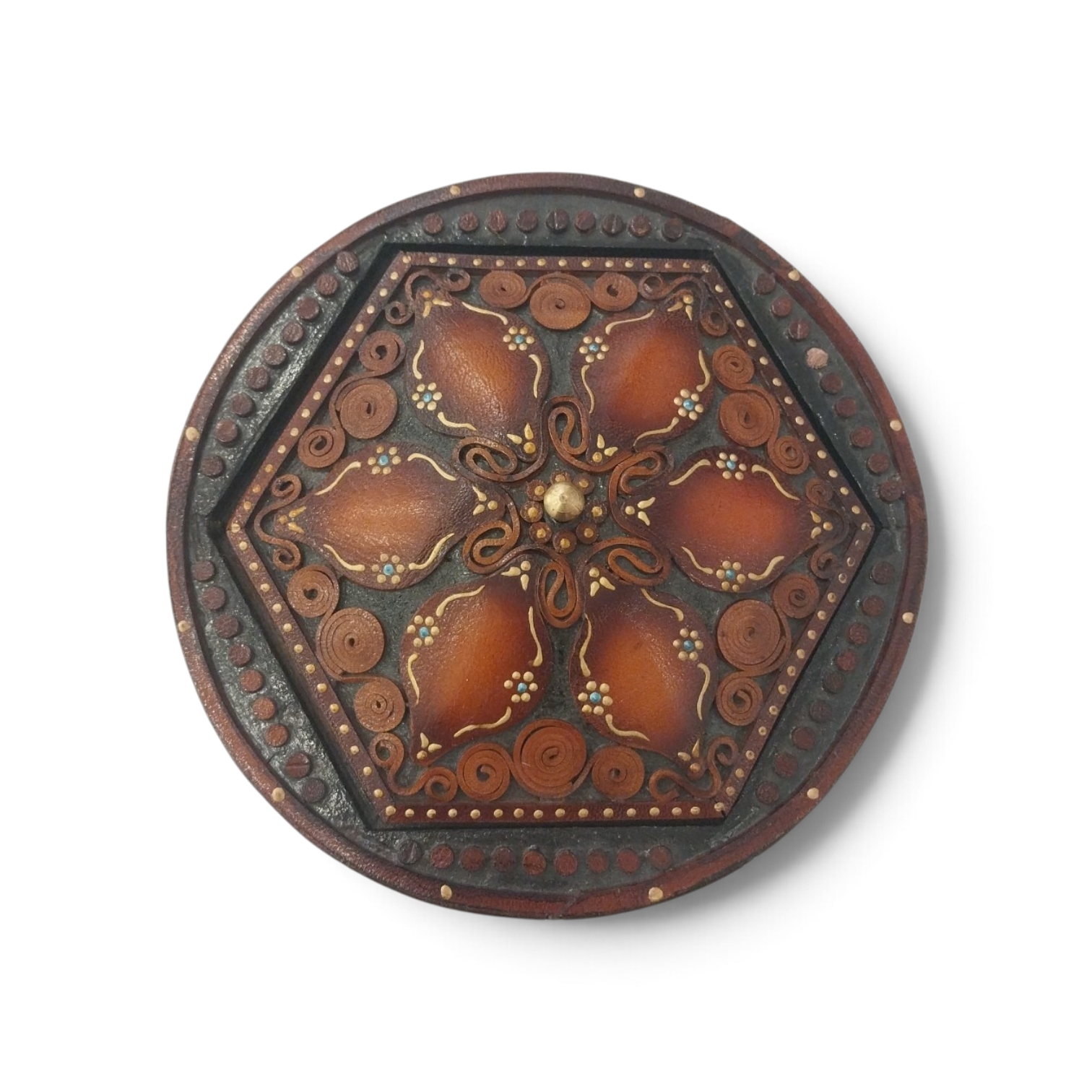 Iranian Handmade Leather Candy Bowl (Diameter:15 cm)
