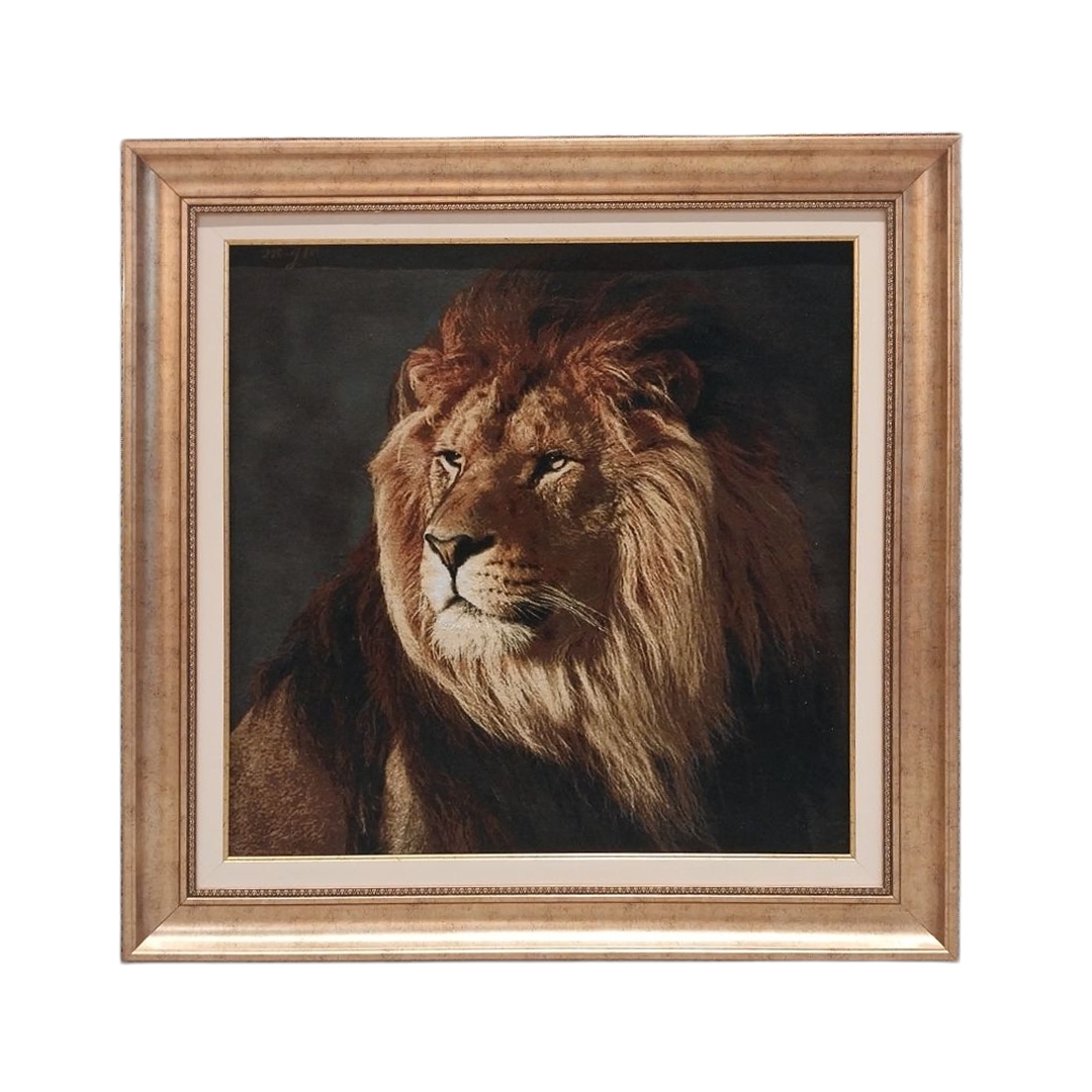 İran%20El%20Dokuması%20Tablo%20Halı%20(Aslan)%20Ebat:%20(77%20x%2079)%20cm