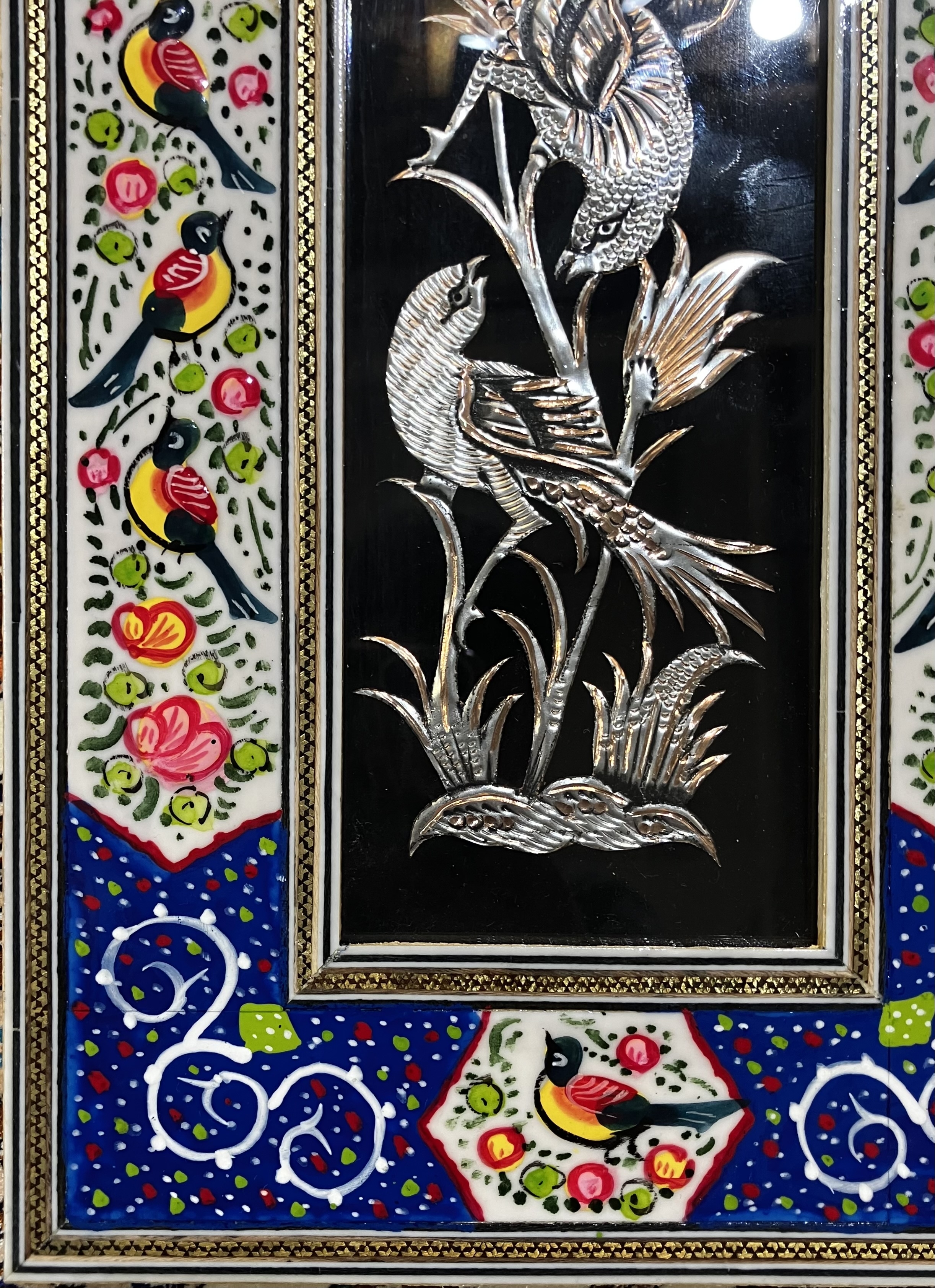 Handcrafted Mina, Khatam & Metal Inlay Wall Panel – 20x35 cm