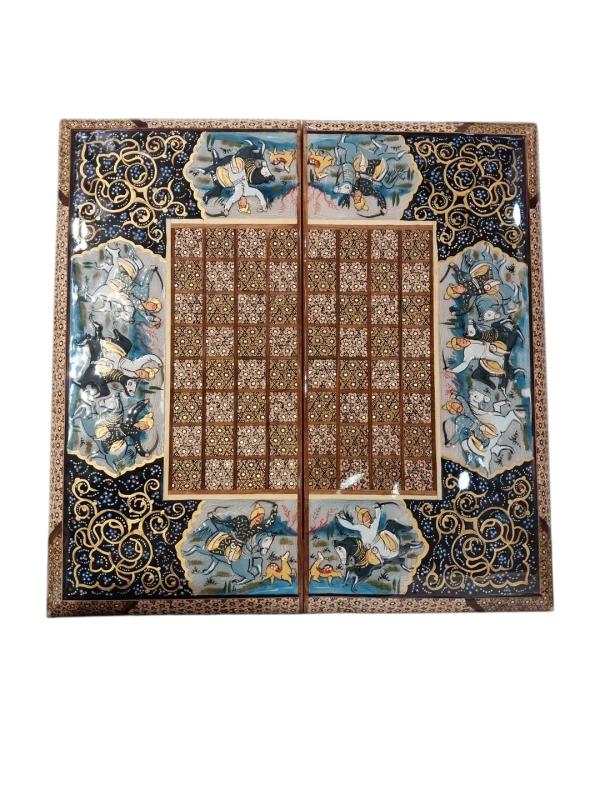 Handcrafted Khatam and Miniature Backgammon and Chess Set - 50x50 CM