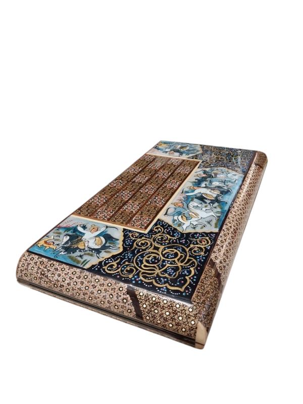 Handcrafted Khatam and Miniature Backgammon and Chess Set - 50x50 CM