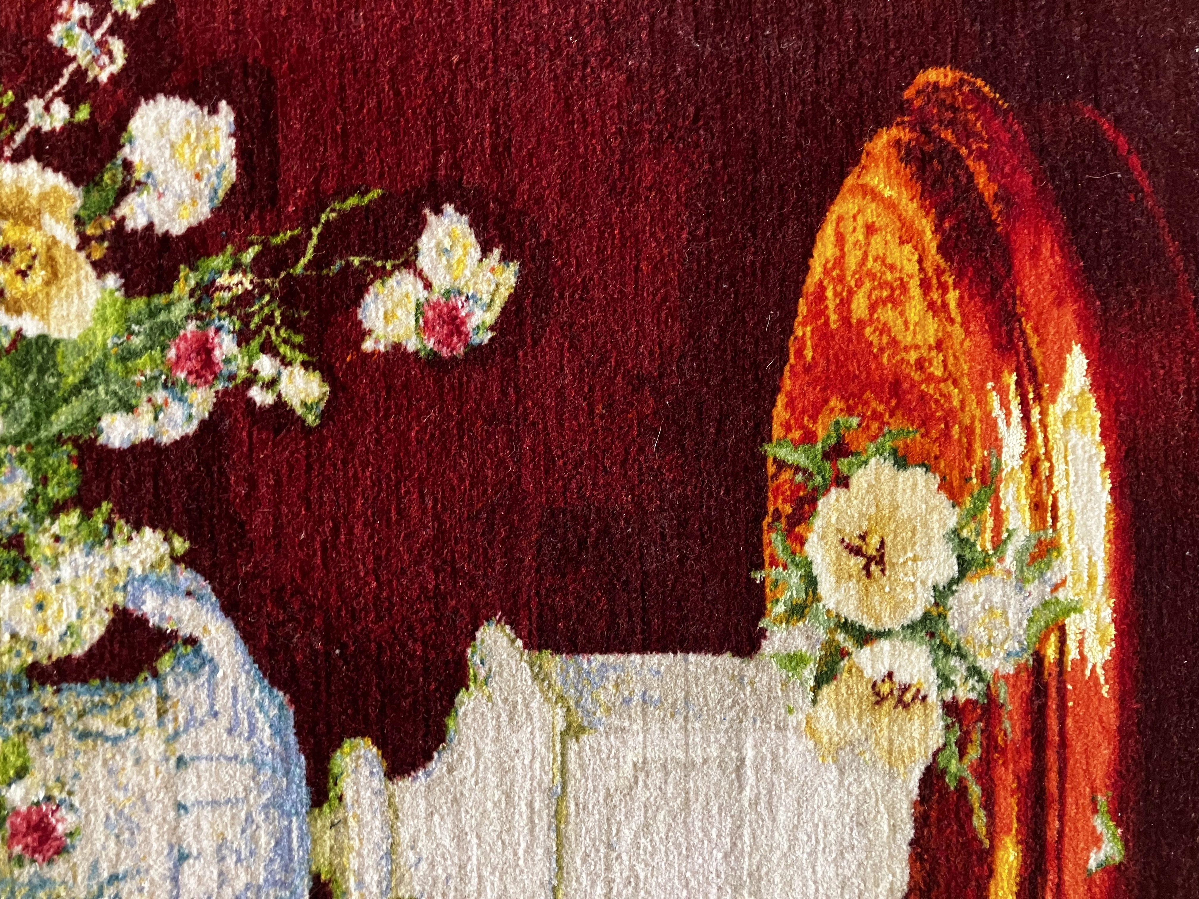 Luxury Handwoven Iranian Wall Carpet – Flowers | 80x58 cm | Wool & Silk | Made in Iran