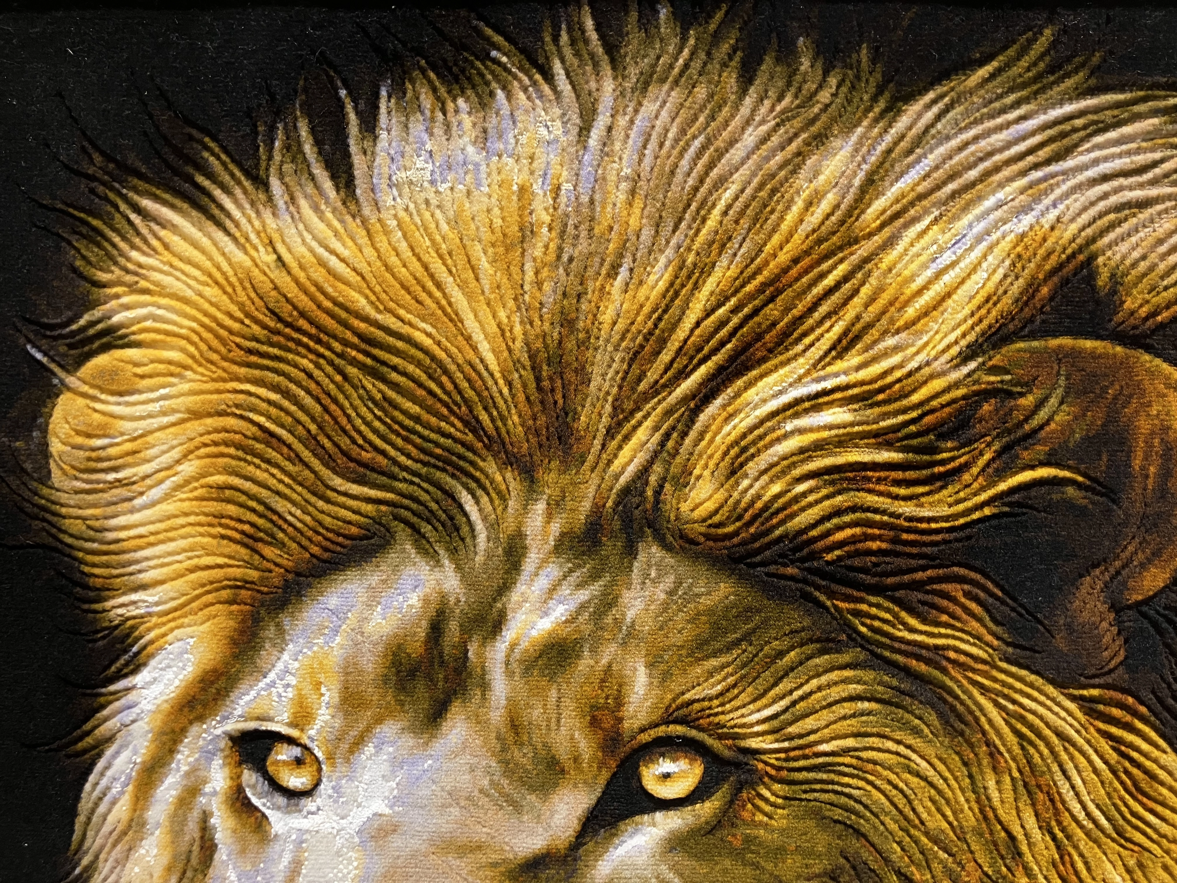 Luxury Handwoven Iranian Wall Carpet – Lion Sight | 62x86 cm | Wool & Silk | Made in Iran