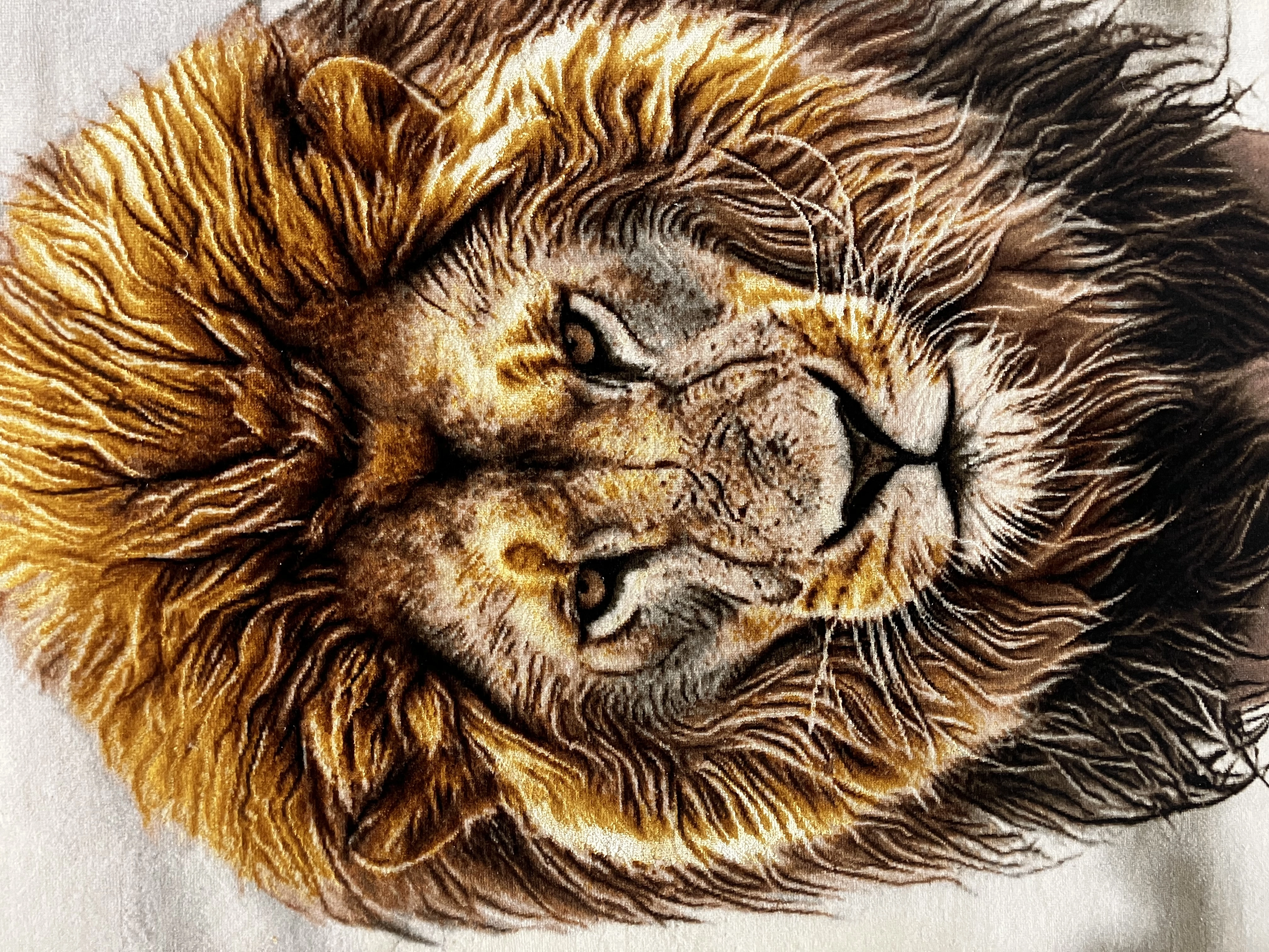 Luxury Handwoven Iranian Wall Carpet – Victory Lion | 75x132 cm | Wool & Silk | Made in Iran