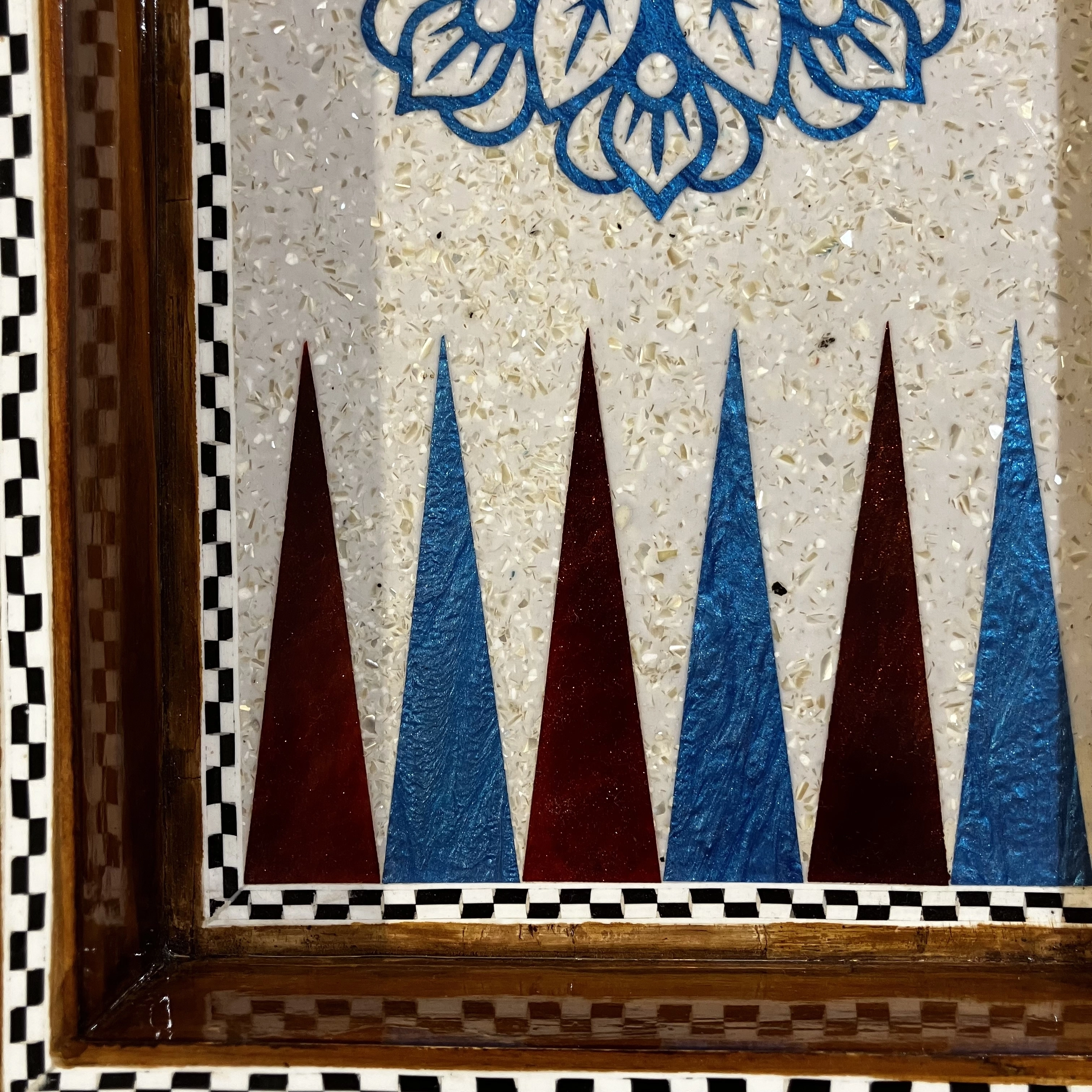 Egyptian Mother-of-Pearl Inlaid Backgammon & Chess Board | 40x40 cm