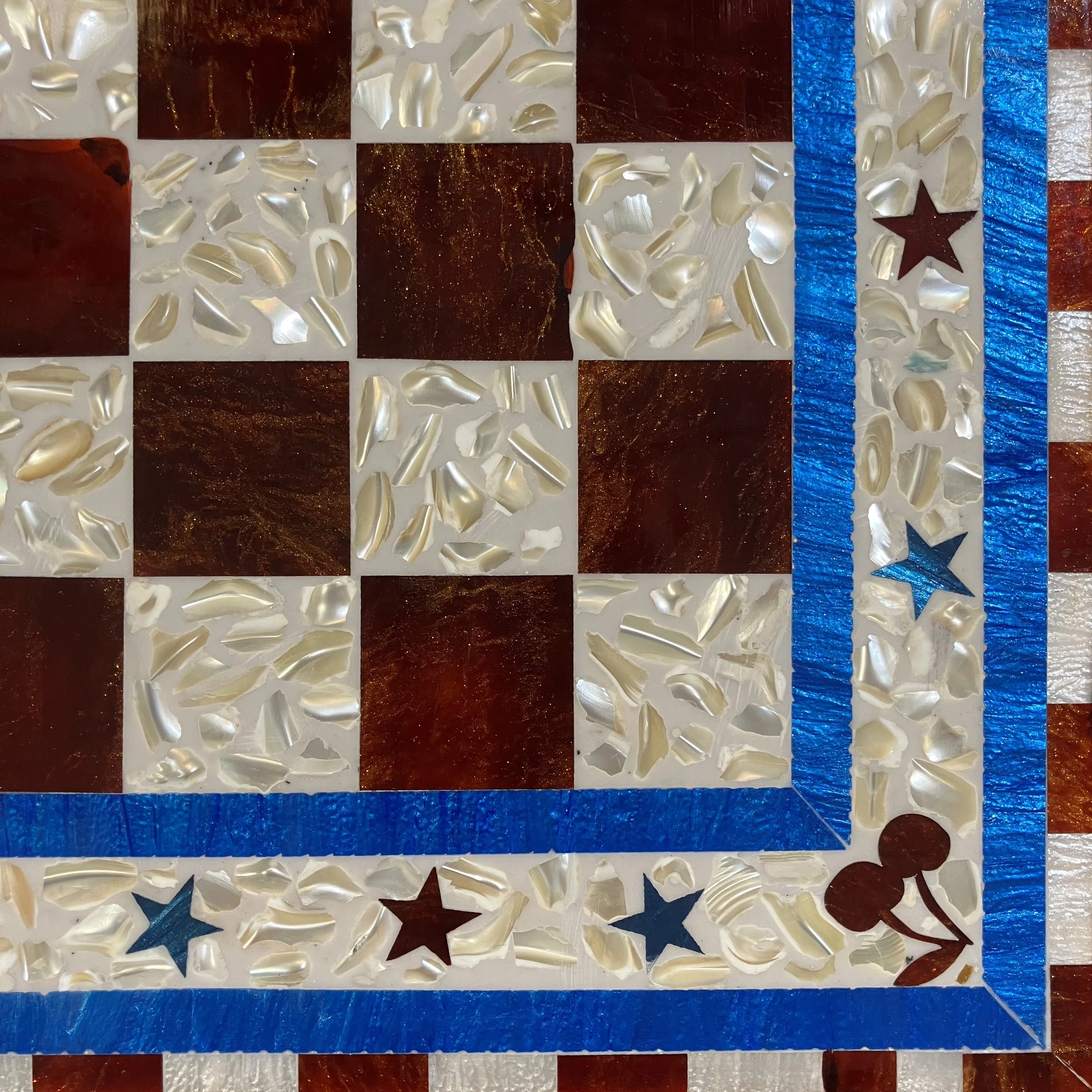 Egyptian Mother-of-Pearl Inlaid Backgammon & Chess Board | 40x40 cm