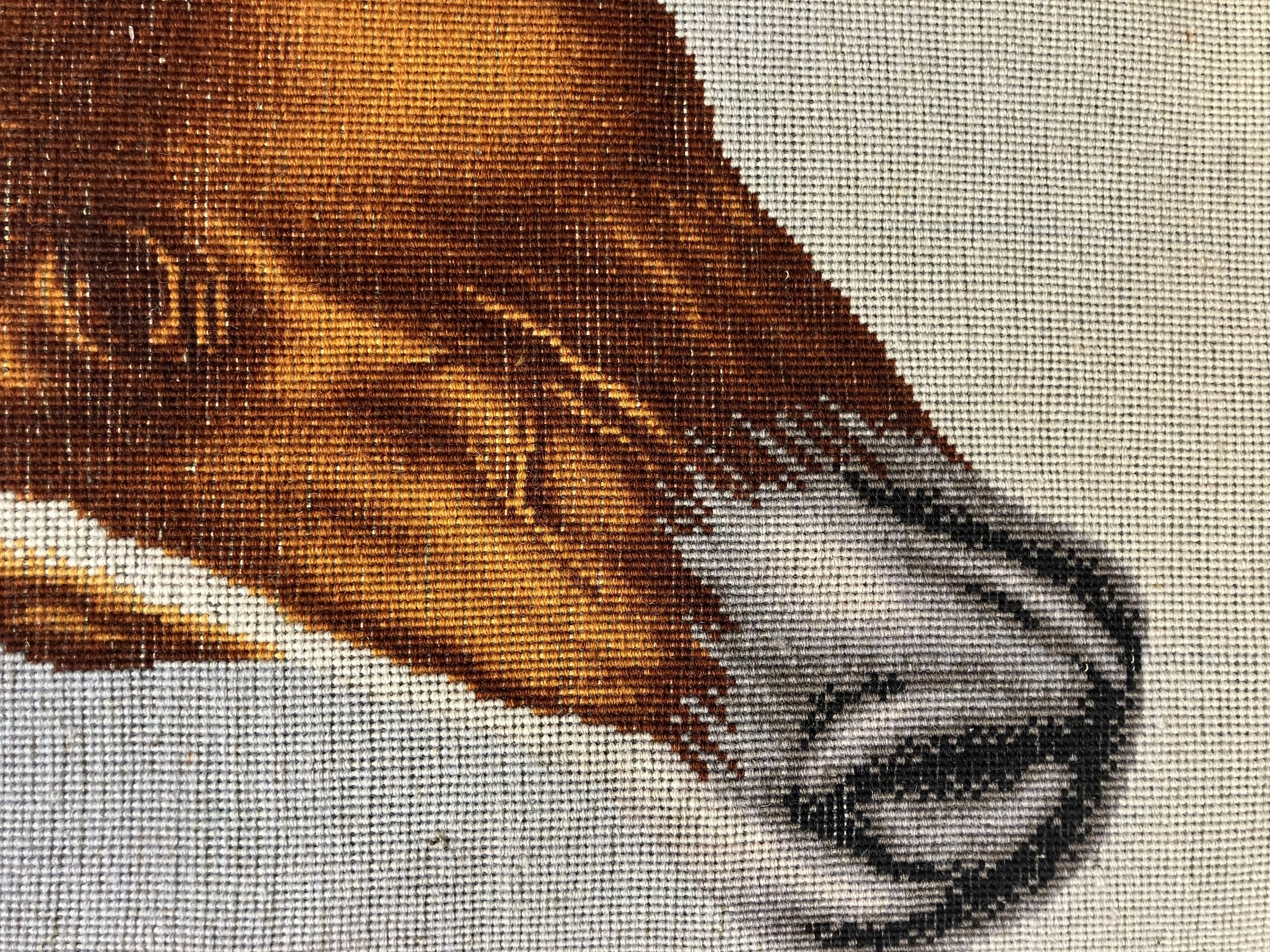 El Dokuması İran Tablo Halısı – Kahverengi At | 68x96 cm