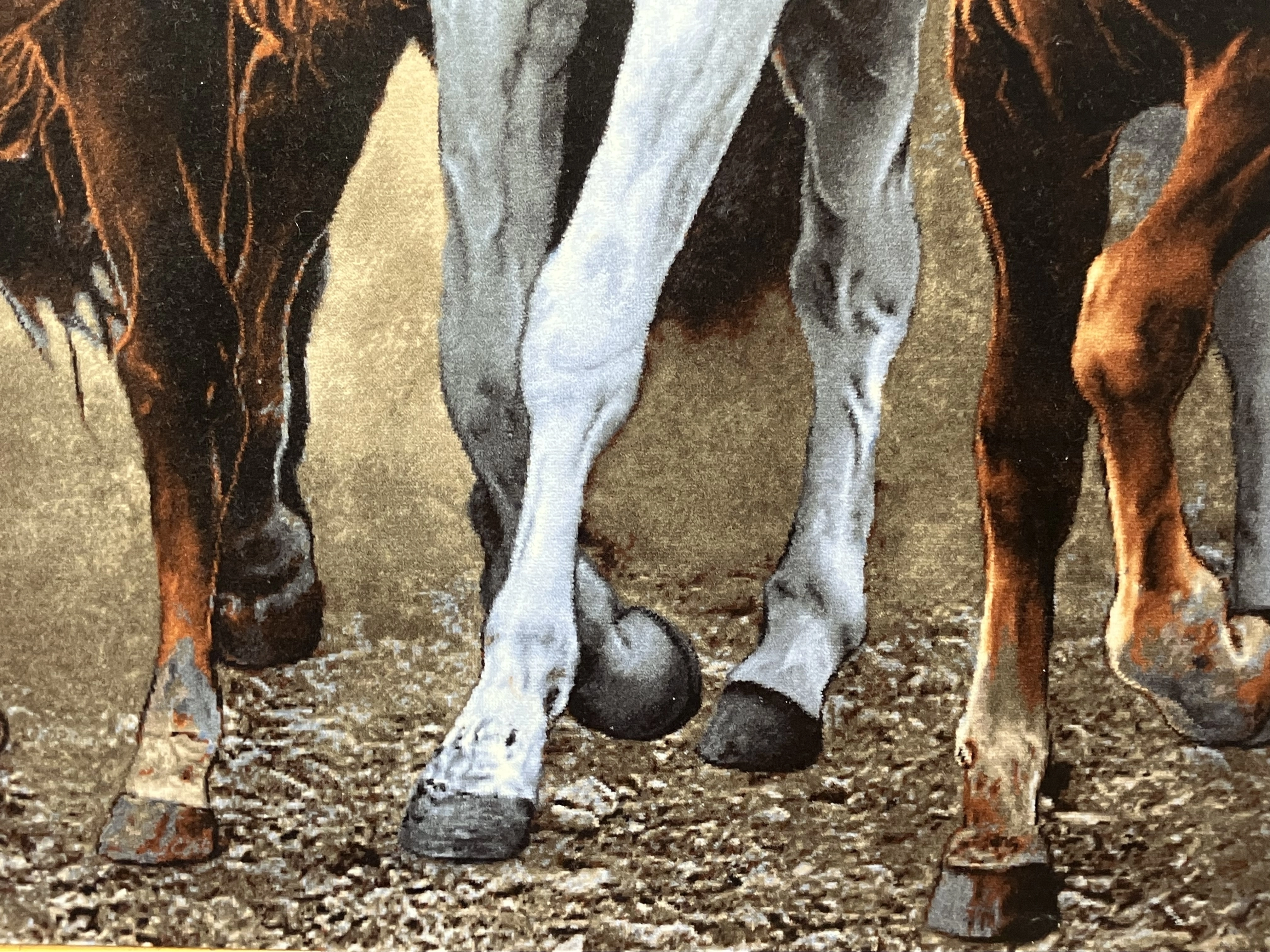 El Dokuması İran Tablo Halısı – Güzel Atlar | 118×152 cm