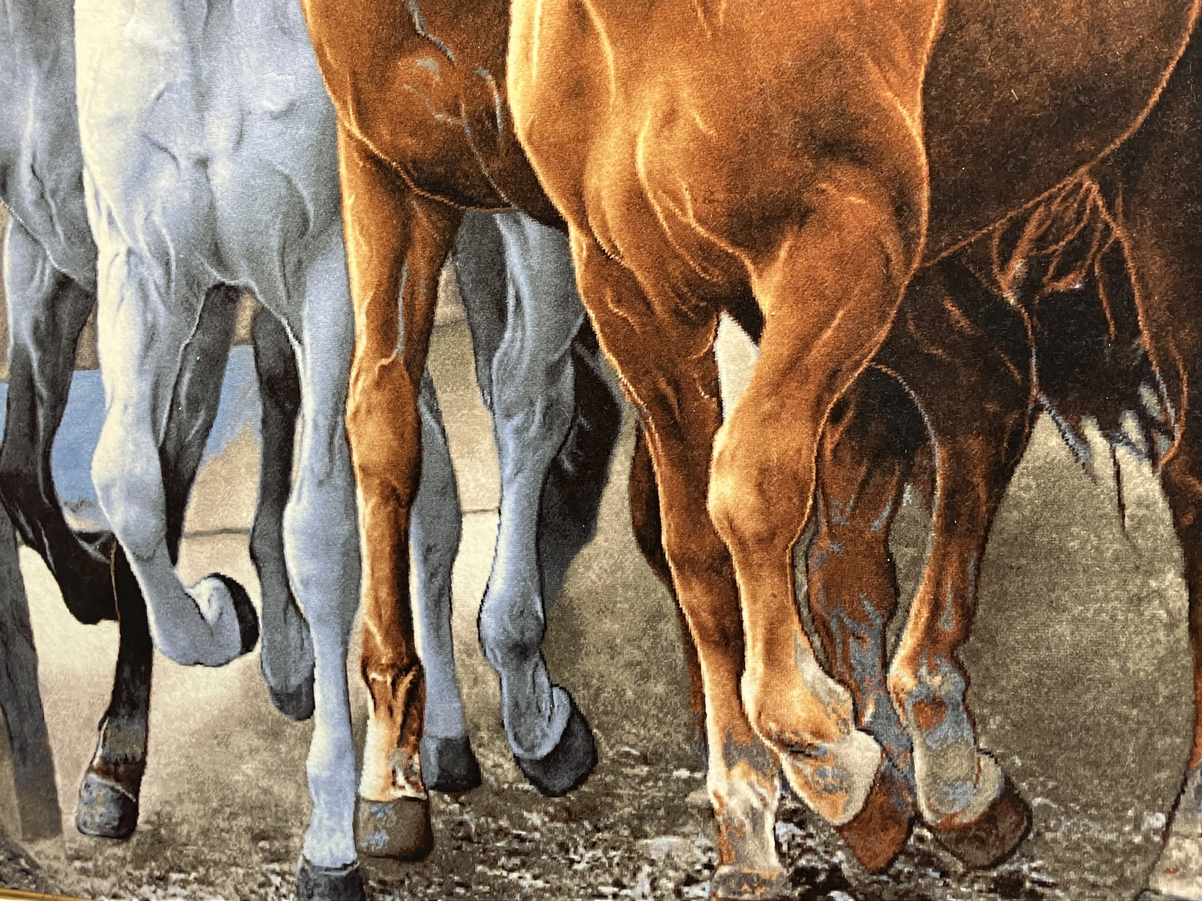 El Dokuması İran Tablo Halısı – Güzel Atlar | 118×152 cm