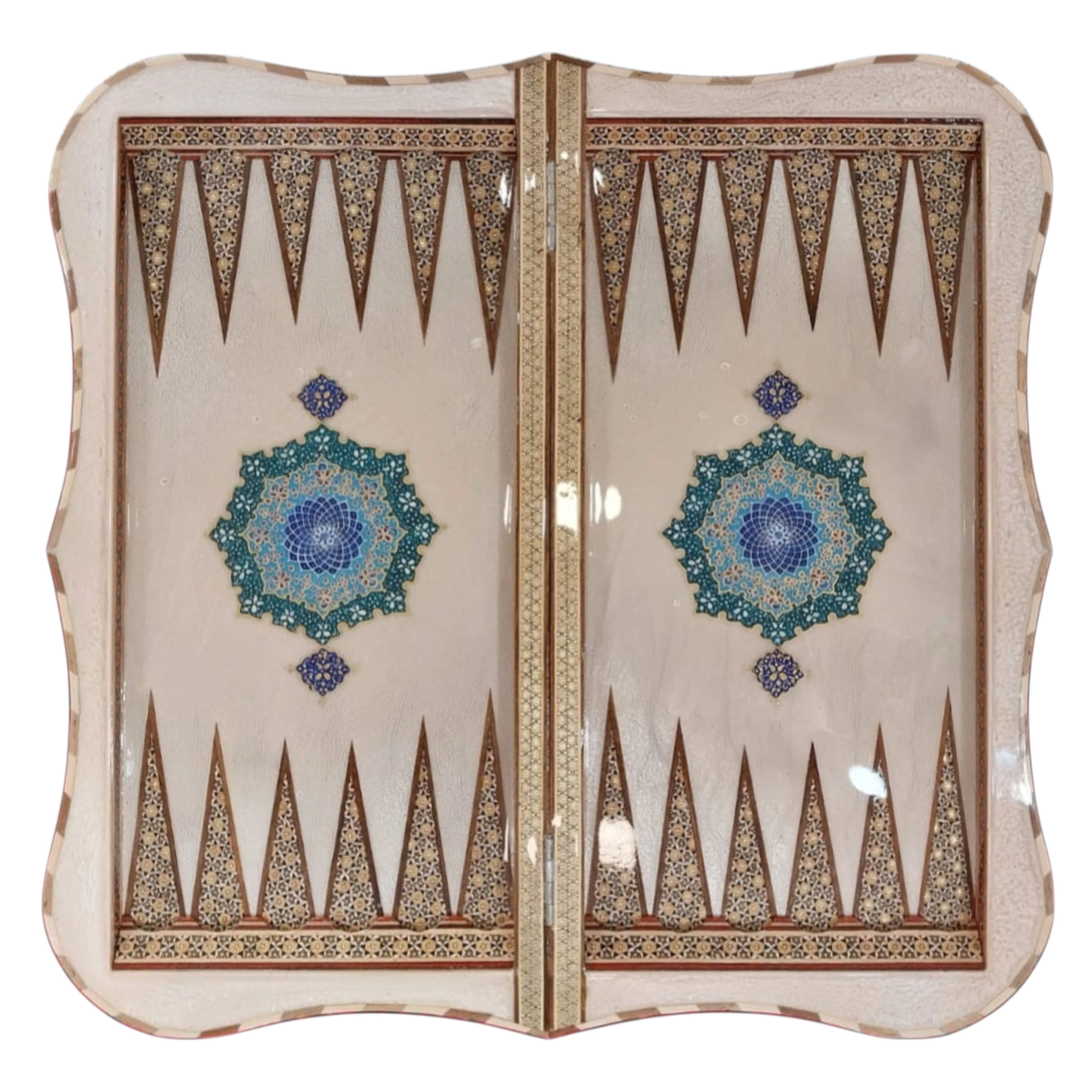 İran’ın El İşlemesi Hatem ve Minyatür Tavla ve Satranç - 60x60 CM (Dalbor)