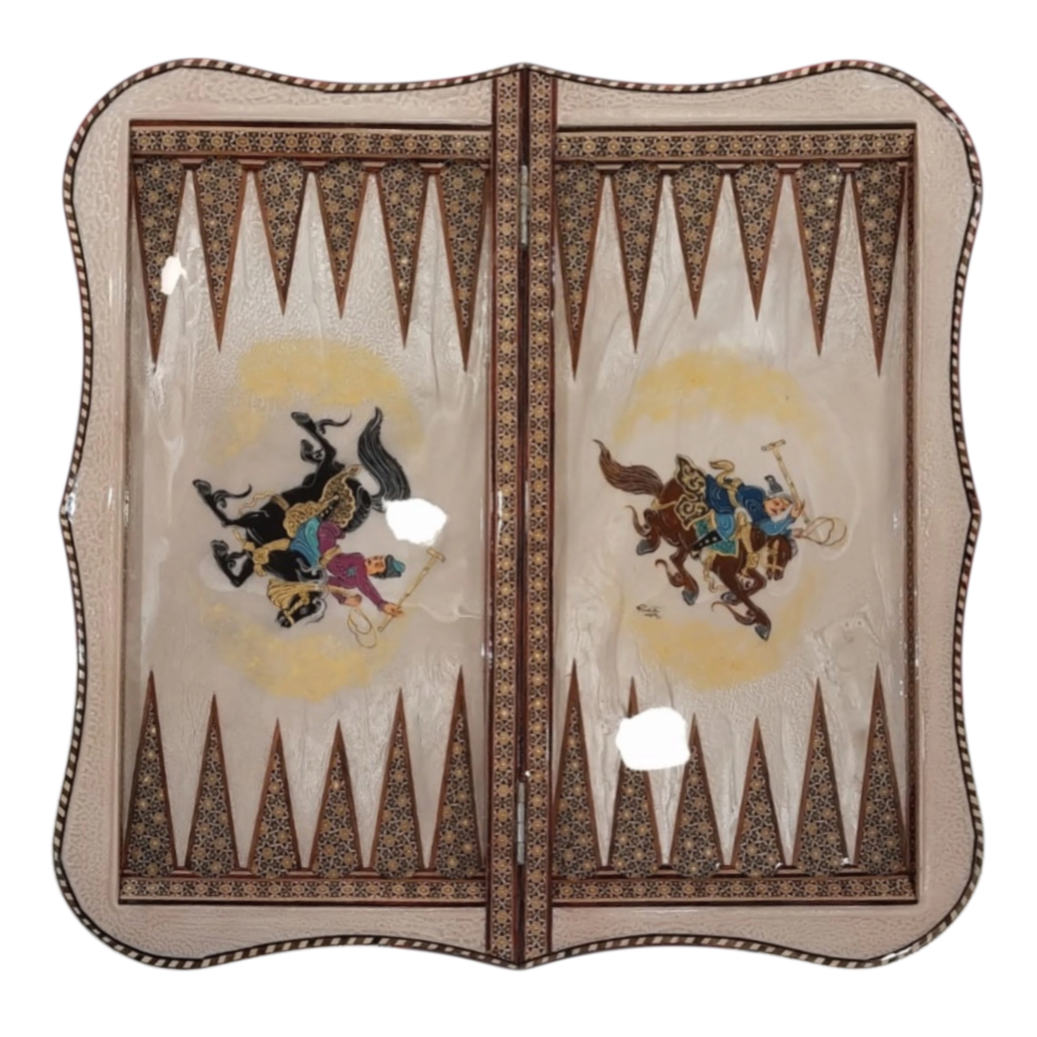İran’ın El İşlemesi Hatem ve Minyatür Tavla ve Satranç - 60x60 CM (Dalbor)