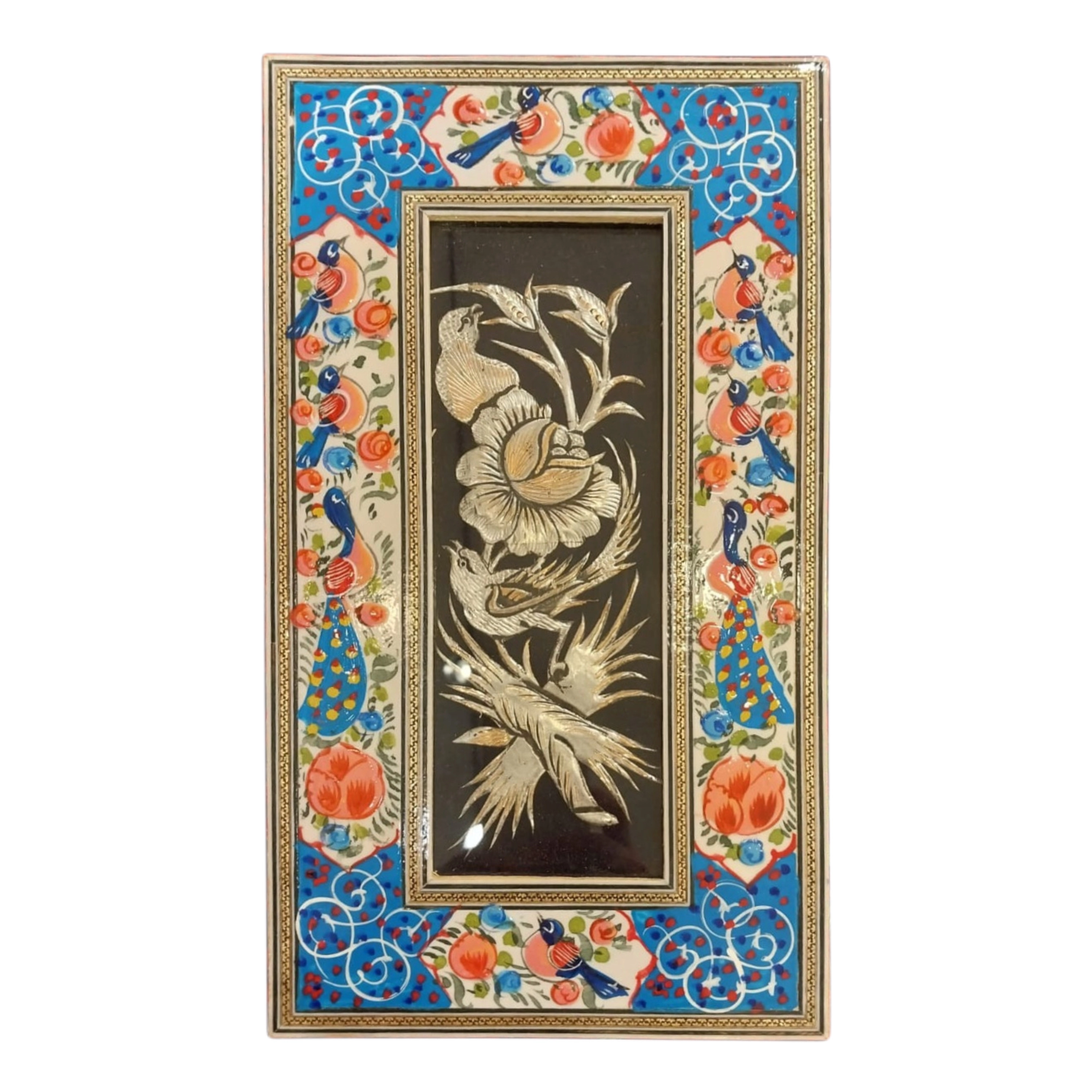 Handcrafted Mina, Khatam & Metal Inlay Wall Panel – 20x35 cm