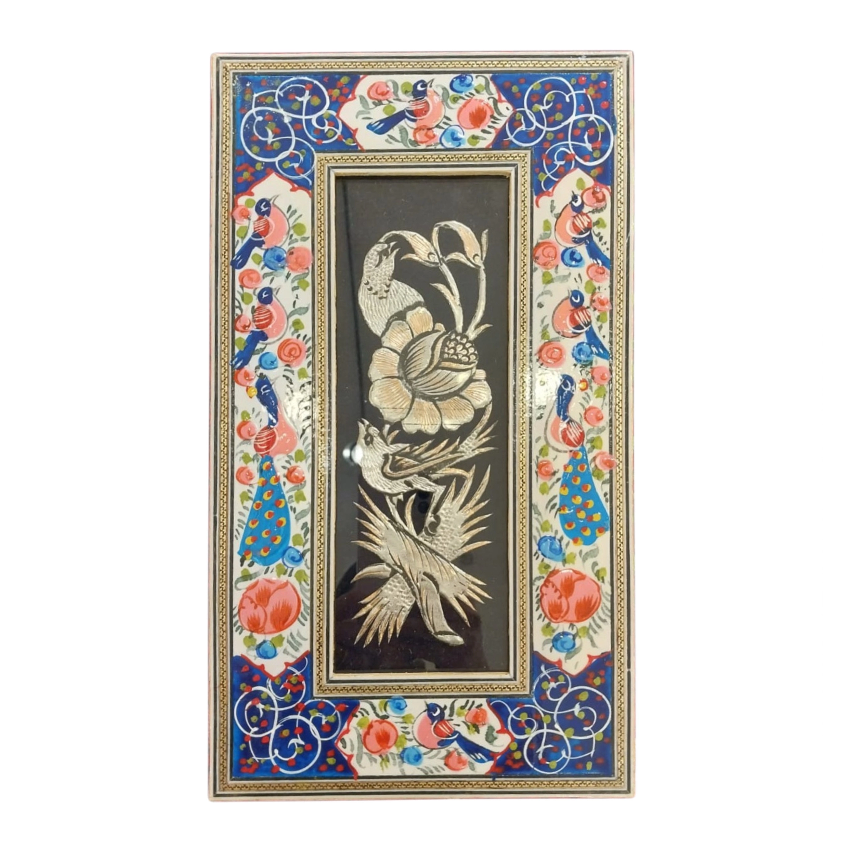 Handcrafted Mina, Khatam & Metal Inlay Wall Panel – 20x35 cm
