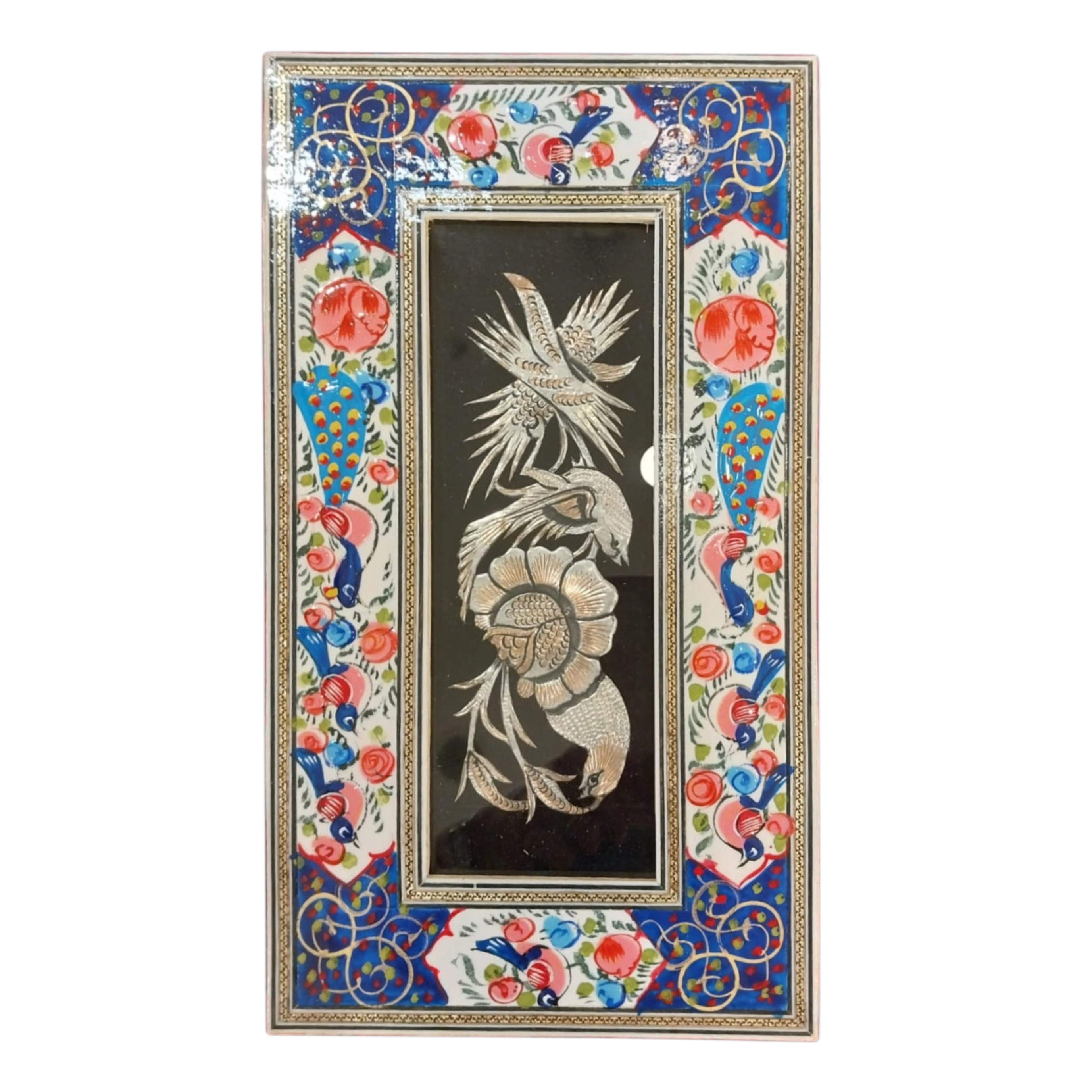 Handcrafted Mina, Khatam & Metal Inlay Wall Panel – 20x35 cm