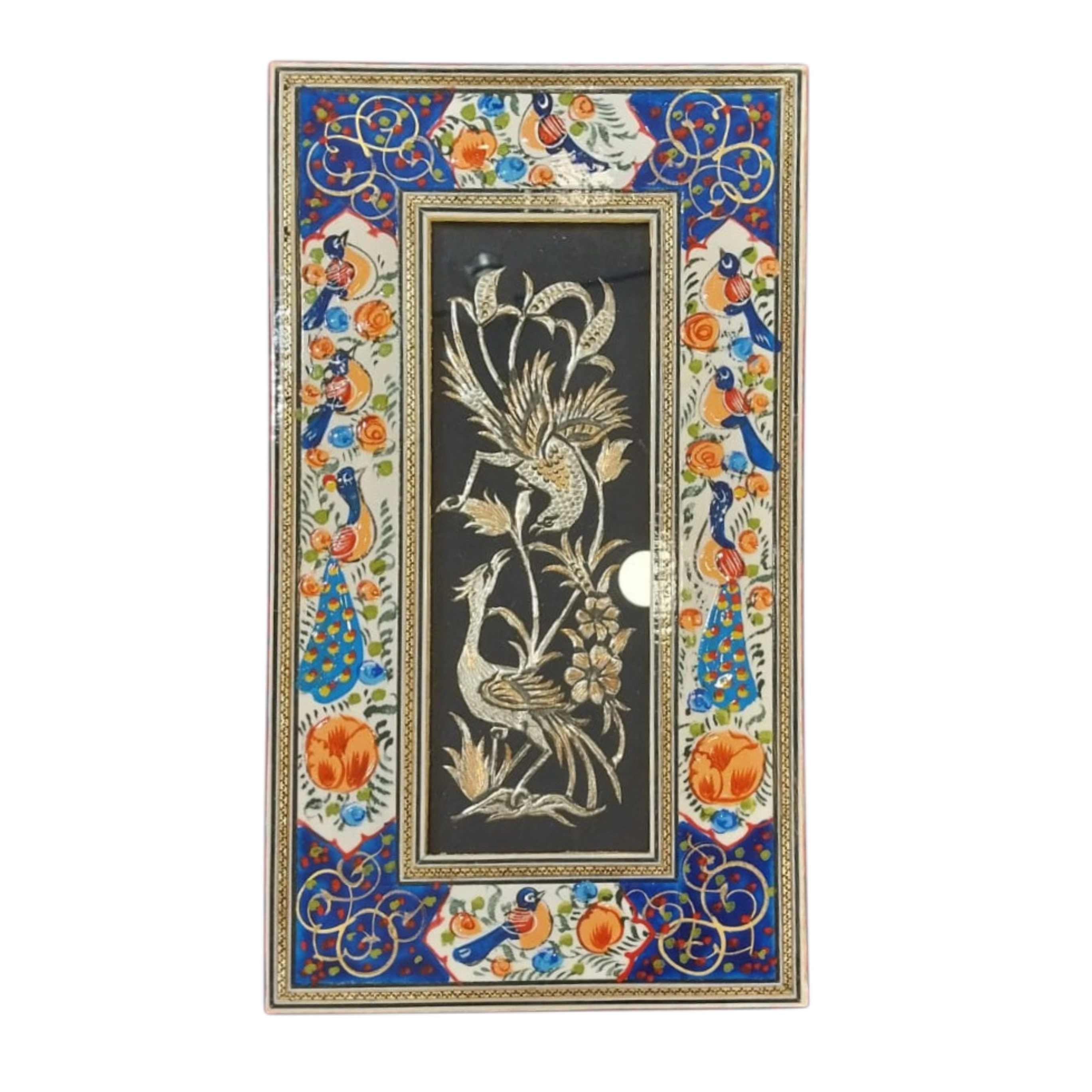 Handcrafted Mina, Khatam & Metal Inlay Wall Panel – 20x35 cm