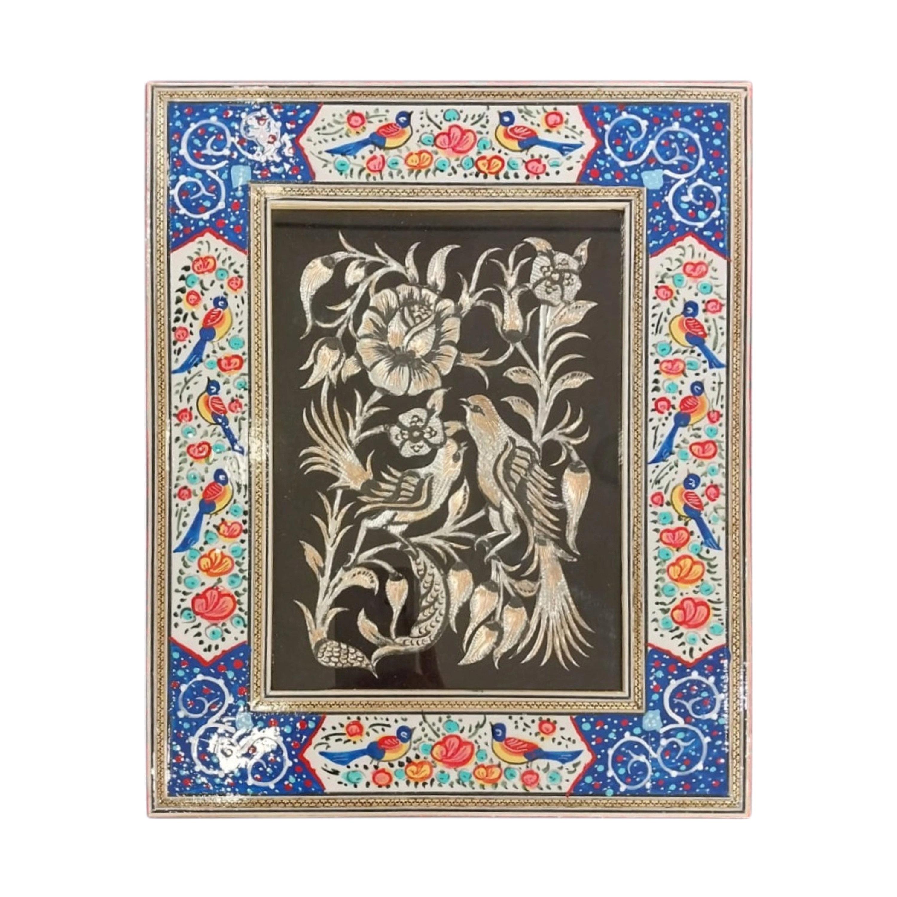 Handcrafted Mina, Khatam & Metal Inlay Wall Panel – 20x35 cm