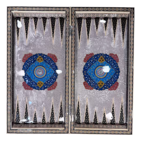 İran’ın El İşlemesi Hatem ve Minyatür Tavla ve Satranç - 50x50 CM
