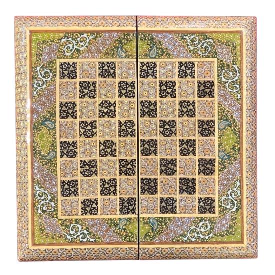 İran’ın El İşlemesi Hatem ve Minyatür Tavla ve Satranç - 30x30 CM