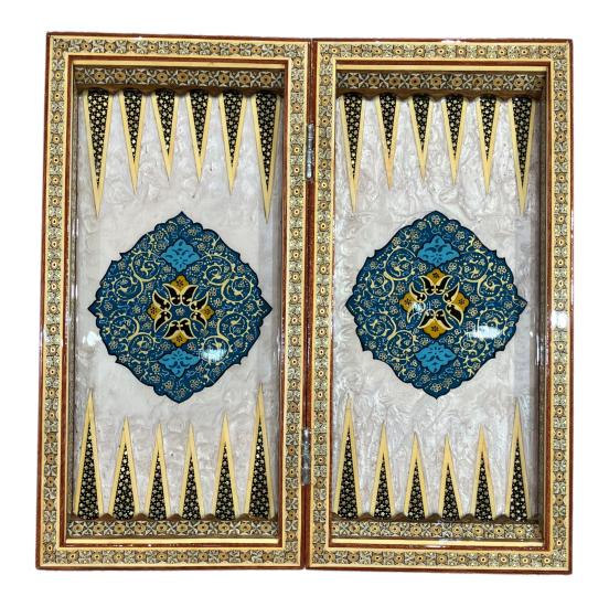 İran’ın El İşlemesi Hatem ve Minyatür Tavla ve Satranç - 40x40 CM