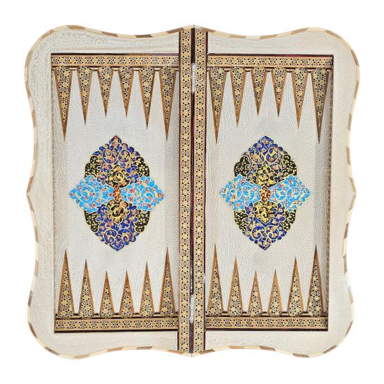 İran’ın El İşlemesi Hatem ve Minyatür Tavla ve Satranç - 50x50 CM (Dalbor)