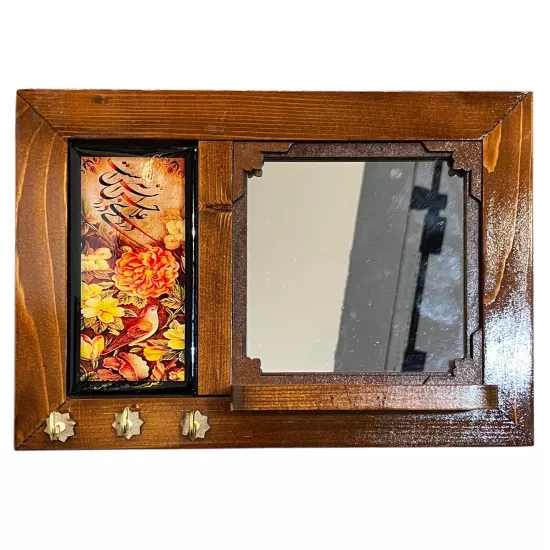 Handcrafted key hanger and mirror (17 x 25) cm
