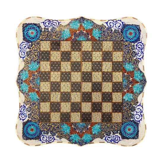 İran’ın El İşlemesi Hatem ve Minyatür Tavla ve Satranç - 60x60 CM (Dalbor)