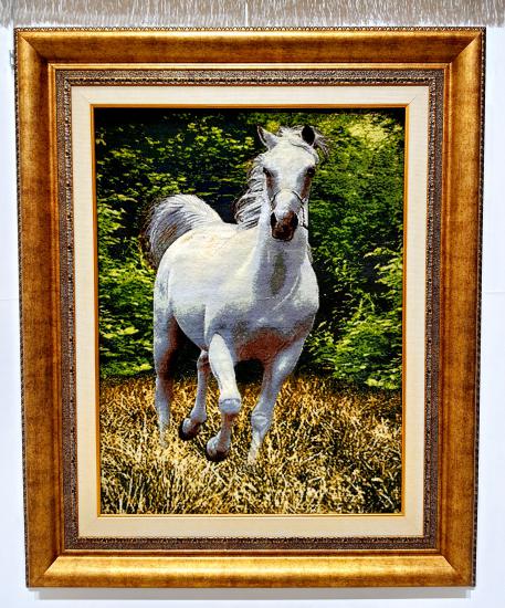 Iranian Handmade Tableau Rug (White Horse )